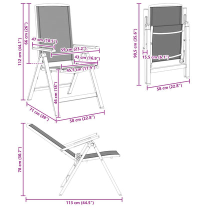 Sedie da giardino reclinabili 2 pcs Nero 58 x 71 x 112 cm