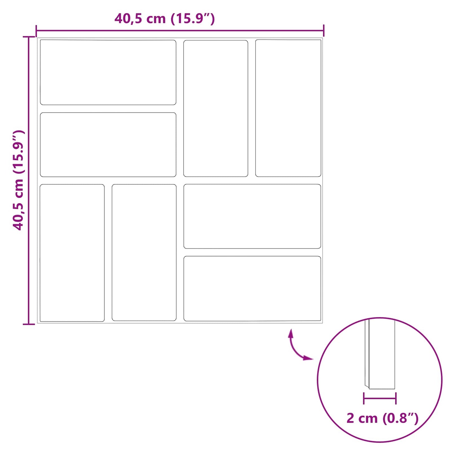 Pietra da Passo 6 pcs Nero 40,5 x 40,5 x 2 cm Gomma | homemem39