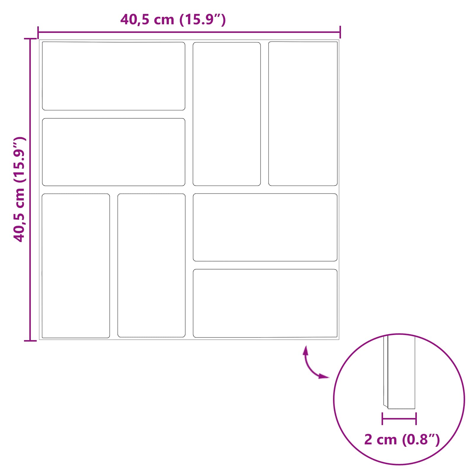 Pietra da Passo 6 pcs Nero 40,5 x 40,5 x 2 cm Gomma | homemem39