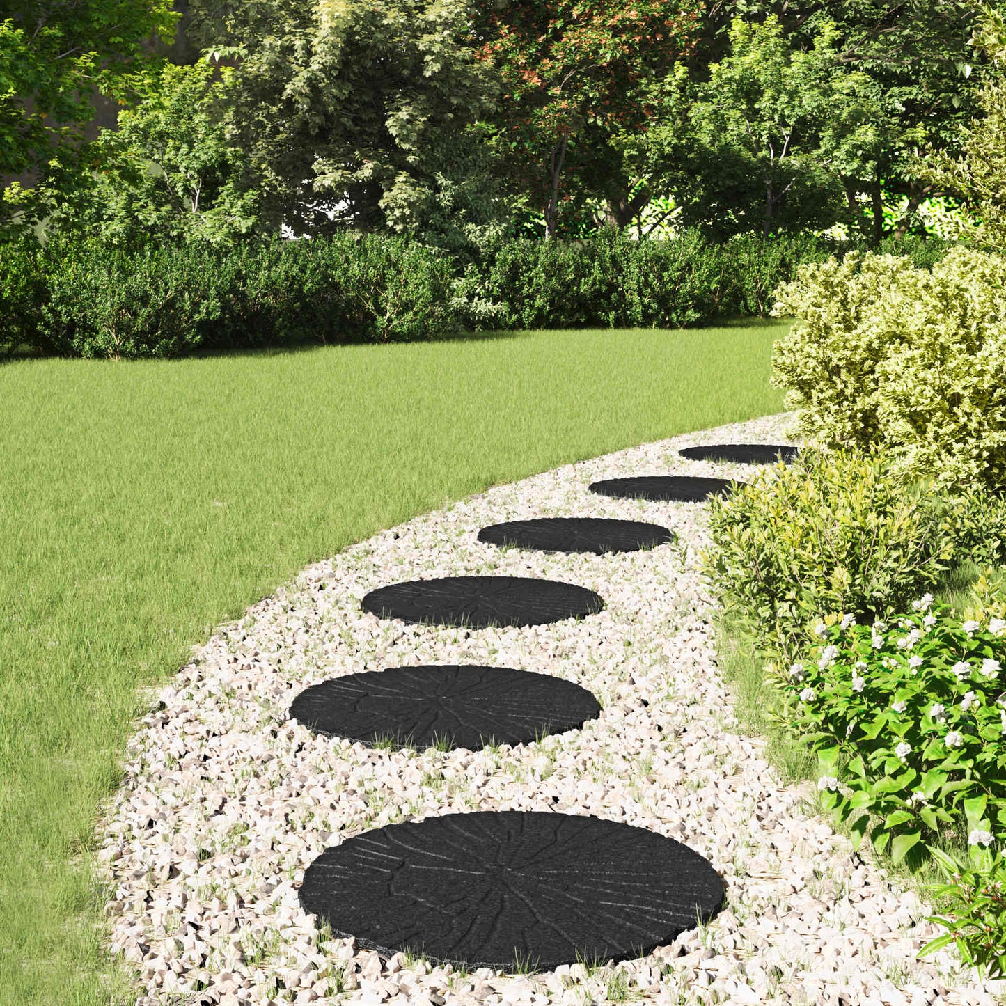 Pietra da Passo 6 pcs Nero Ø 45 x 1,8 cm Gomma