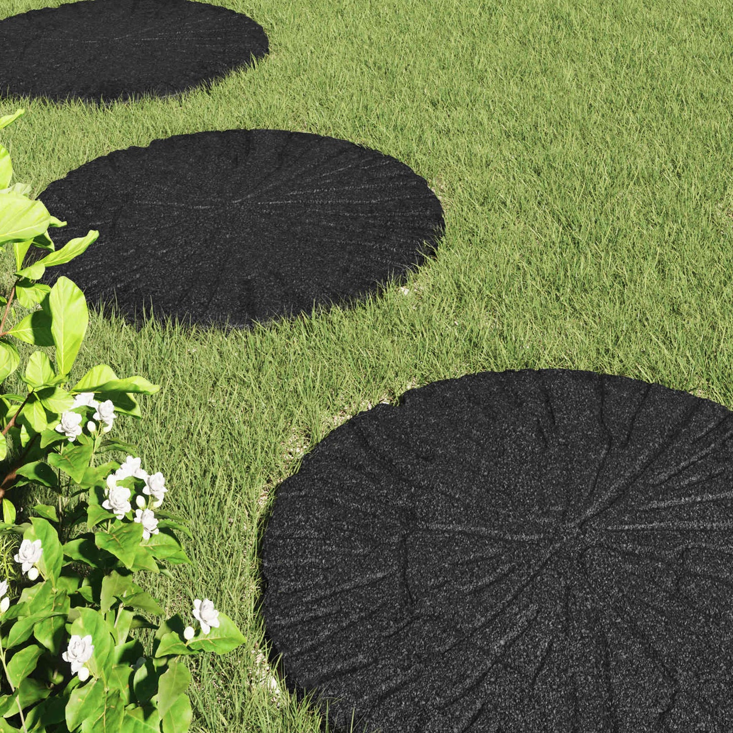 Pietra da Passo 6 pcs Nero Ø 45 x 1,8 cm Gomma