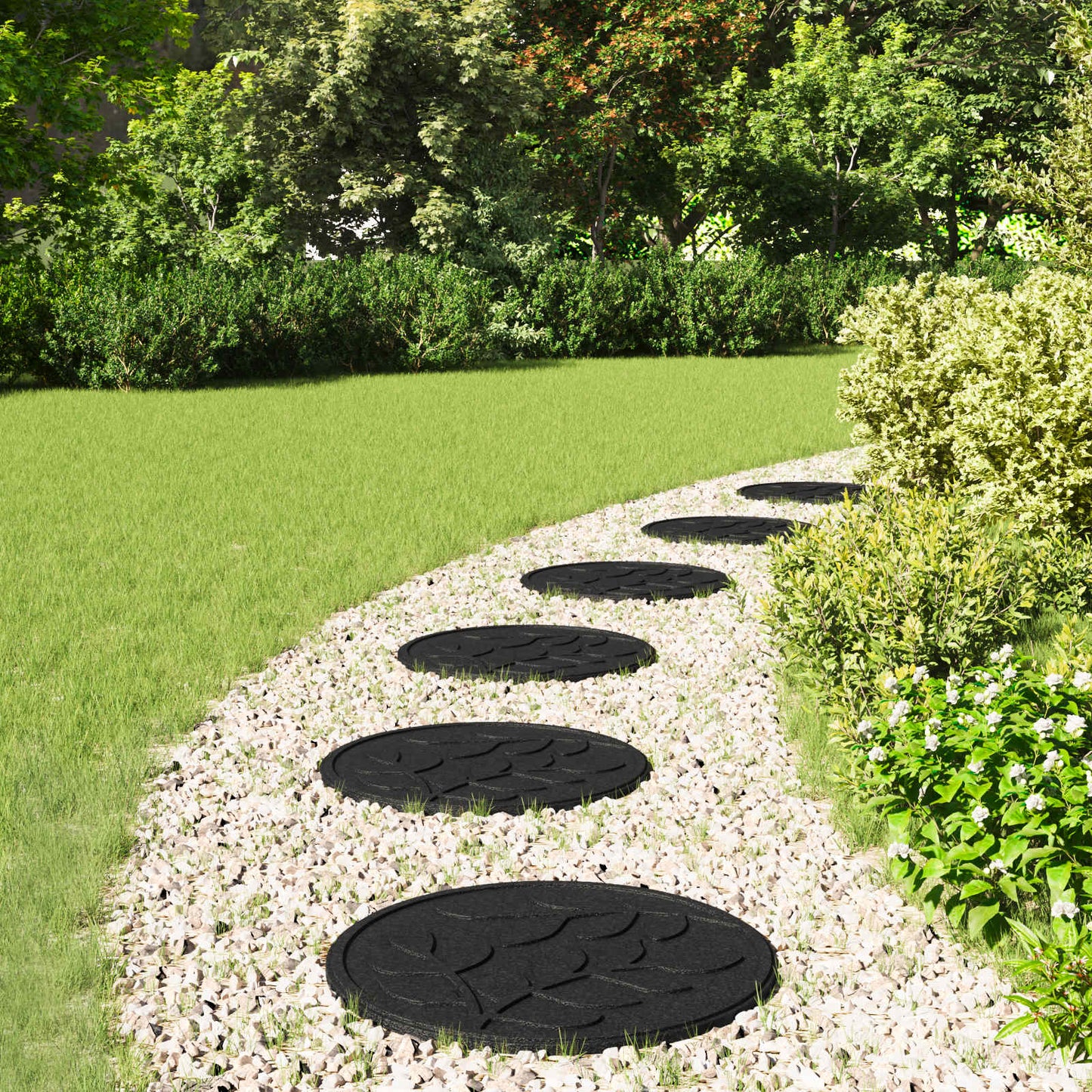 Pietra da Passo 6 pcs Nero Ø 44 x 2 cm Gomma