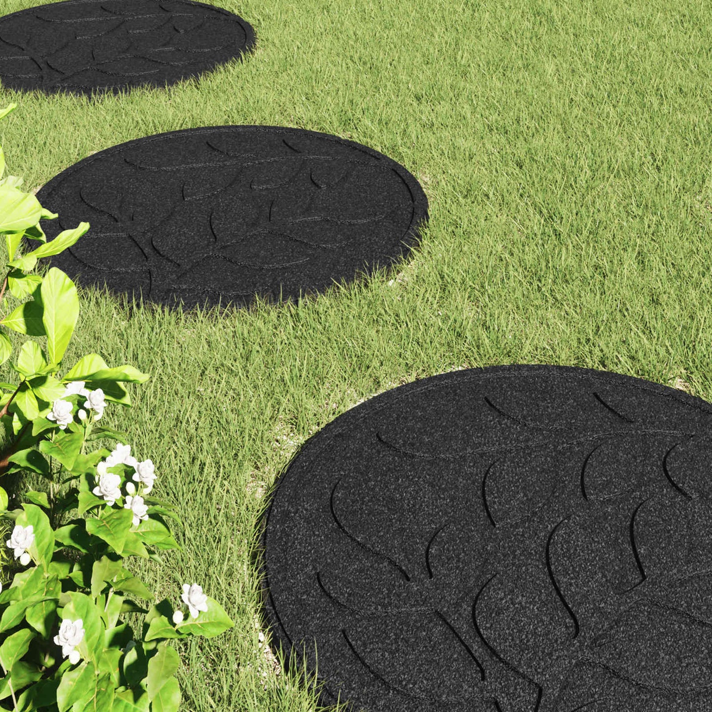 Pietra da Passo 6 pcs Nero Ø 44 x 2 cm Gomma