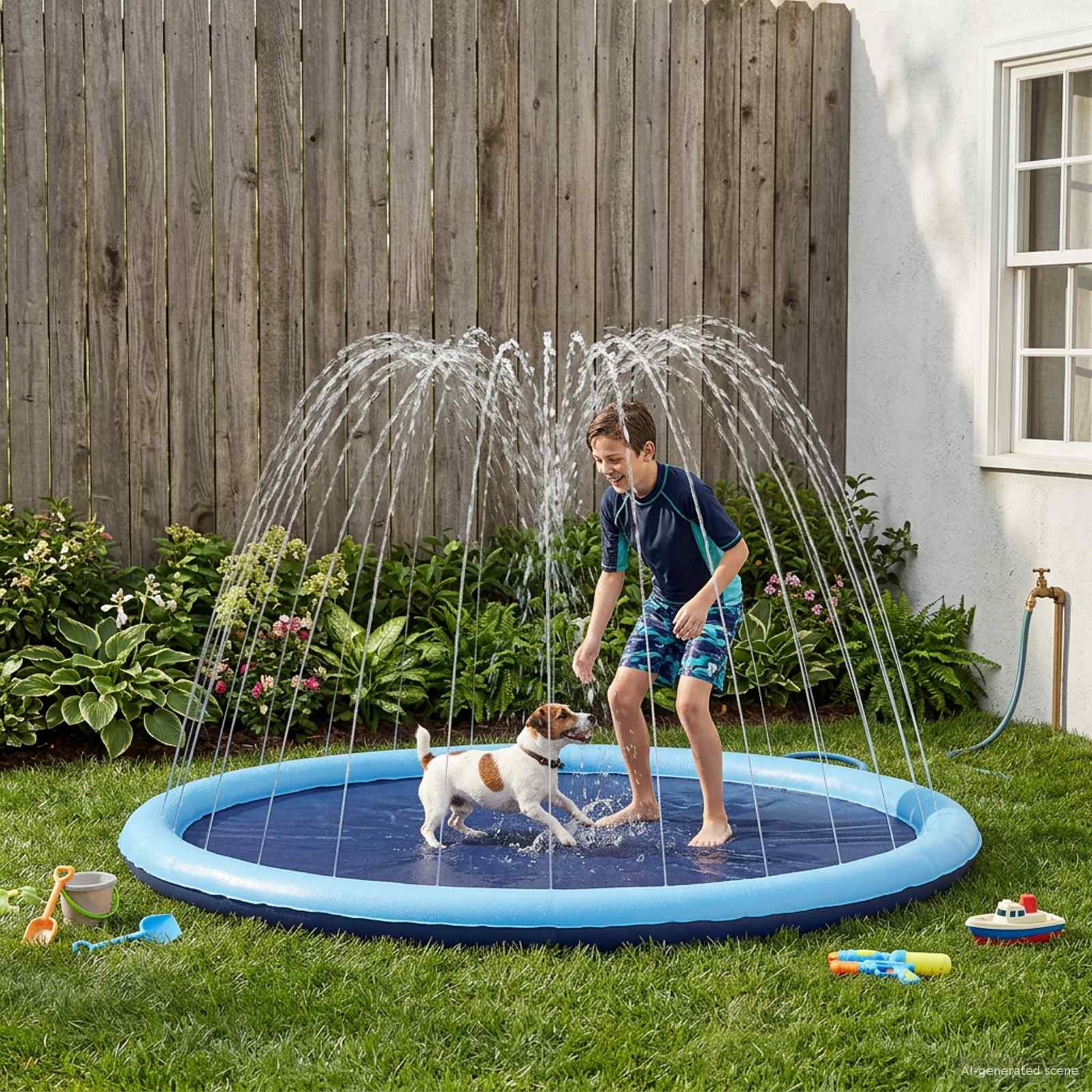 Piscina Splash per Bambini e Cani Blu Ø150 x 10 cm PVC | homemem39