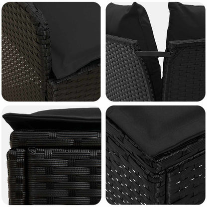 Set di Mobili con cuscino 4 pcs Nero Rattan in PE | homemem39