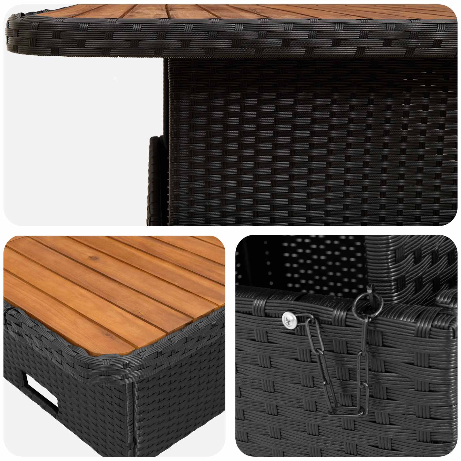 Set di Mobili con cuscino 4 pcs Nero Rattan in PE | homemem39