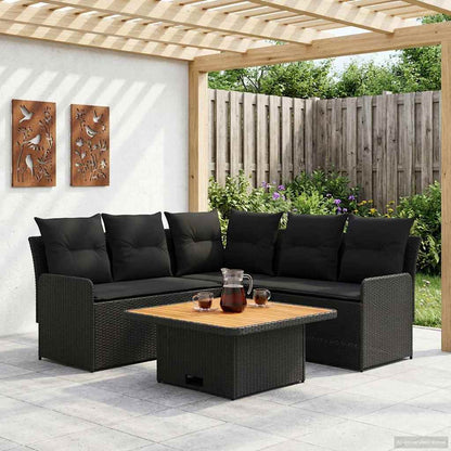 Set di Mobili con cuscino 4 pcs Nero Rattan in PE | homemem39