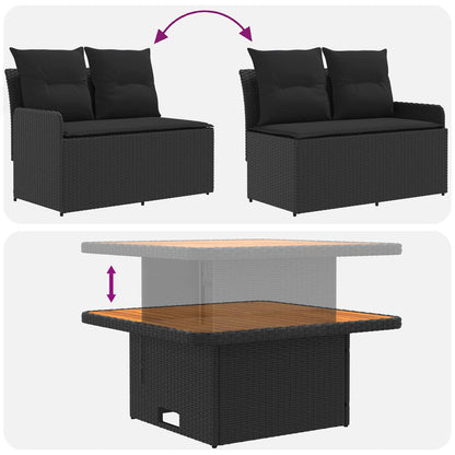 Set di Mobili con cuscino 4 pcs Nero Rattan in PE | homemem39