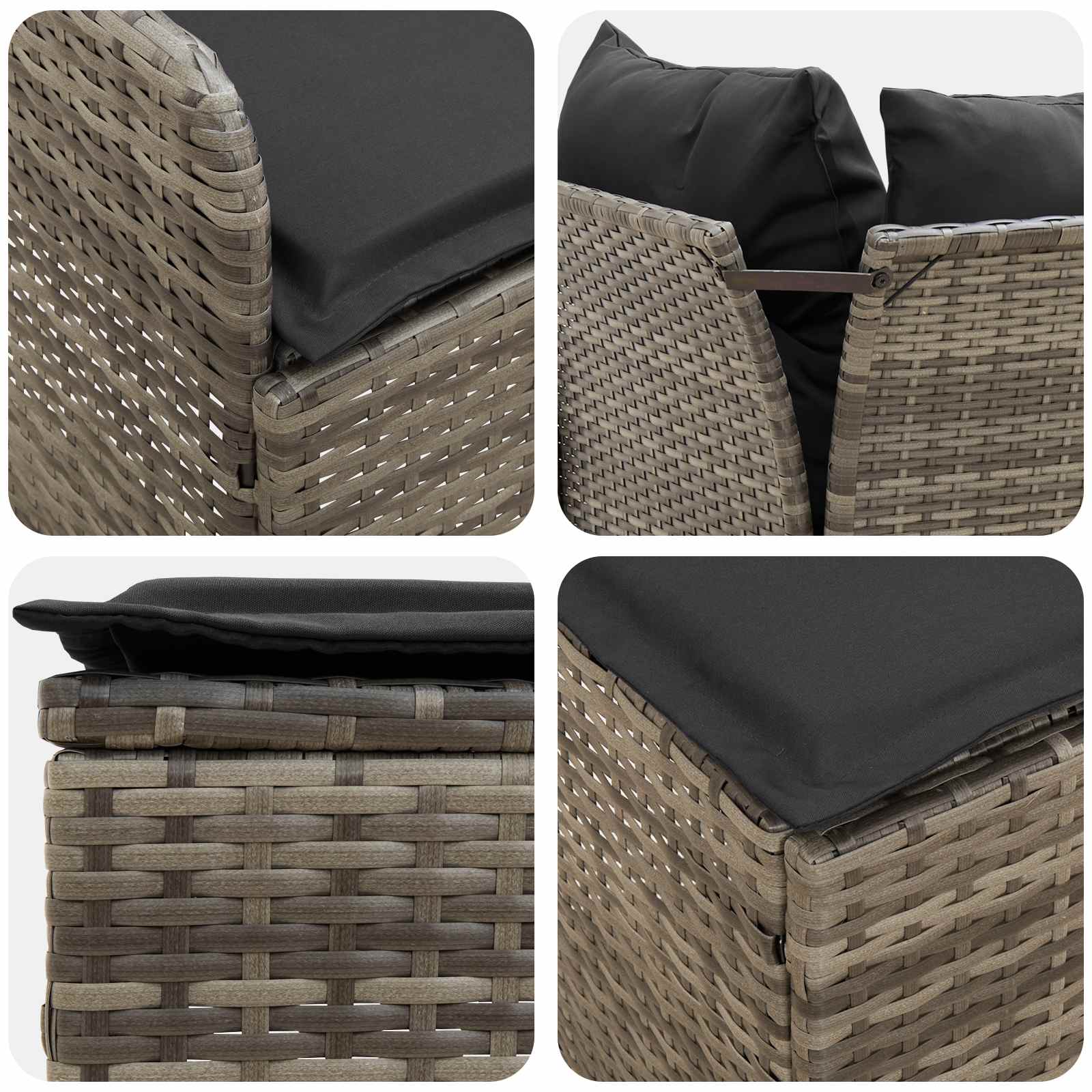 Set di Mobili 4 pcs Grigio e Grigio Scuro Rattan in PE | homemem39