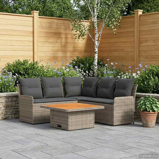 Set di Mobili 4 pcs Grigio e Grigio Scuro Rattan in PE