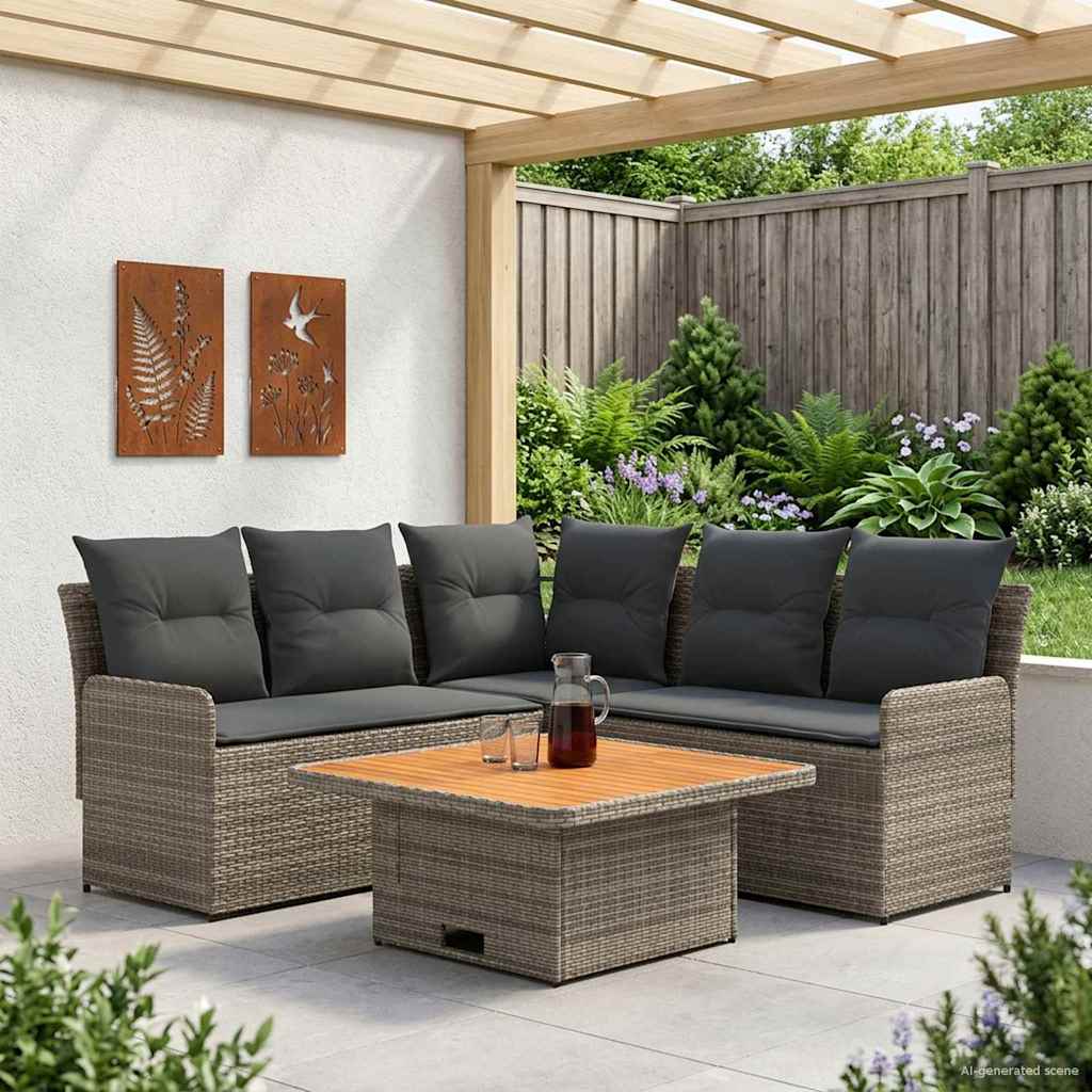 Set di Mobili 4 pcs Grigio e Grigio Scuro Rattan in PE | homemem39