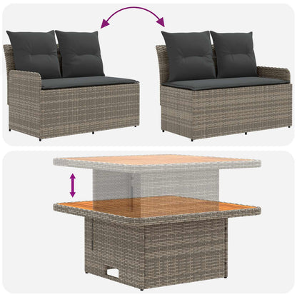 Set di Mobili 4 pcs Grigio e Grigio Scuro Rattan in PE | homemem39