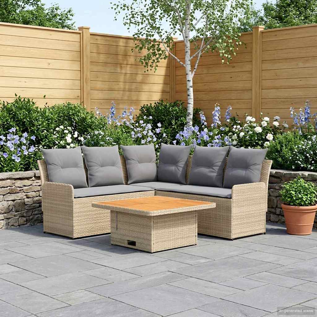 Set di Mobili 4 pcs Beige e Grigio Chiaro Rattan in PE | homemem39