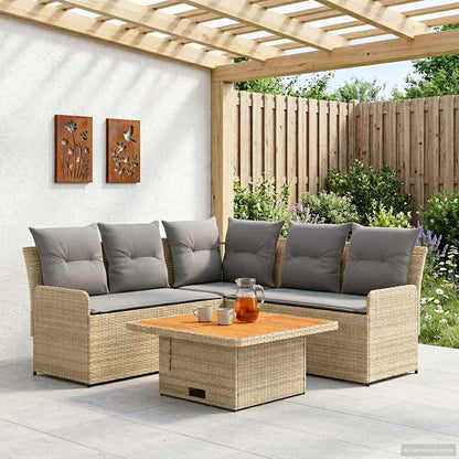 Set di Mobili 4 pcs Beige e Grigio Chiaro Rattan in PE | homemem39