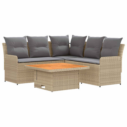 Set di Mobili 4 pcs Beige e Grigio Chiaro Rattan in PE | homemem39