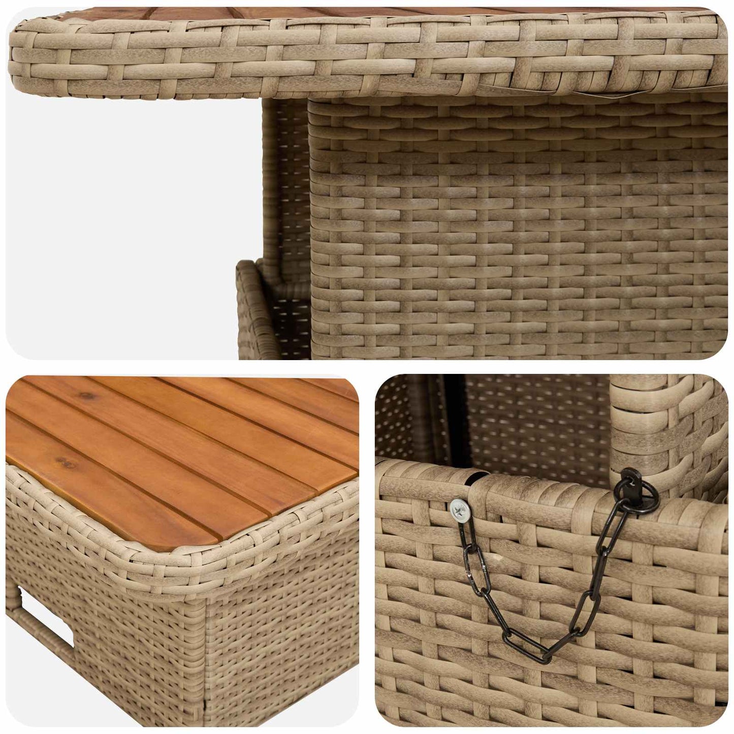 Set di Mobili con cuscino 4 pcs Beige e Crema Rattan in PE