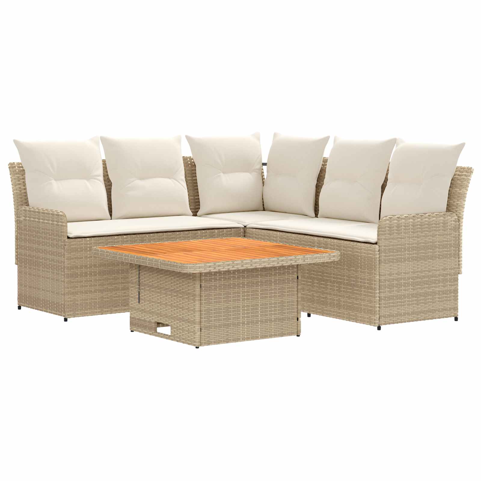 Set di Mobili con cuscino 4 pcs Beige e Crema Rattan in PE | homemem39