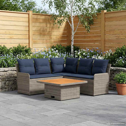 Set di Mobili con cuscino 4 pcs Grigio e Blu Navy Rattan in PE | homemem39