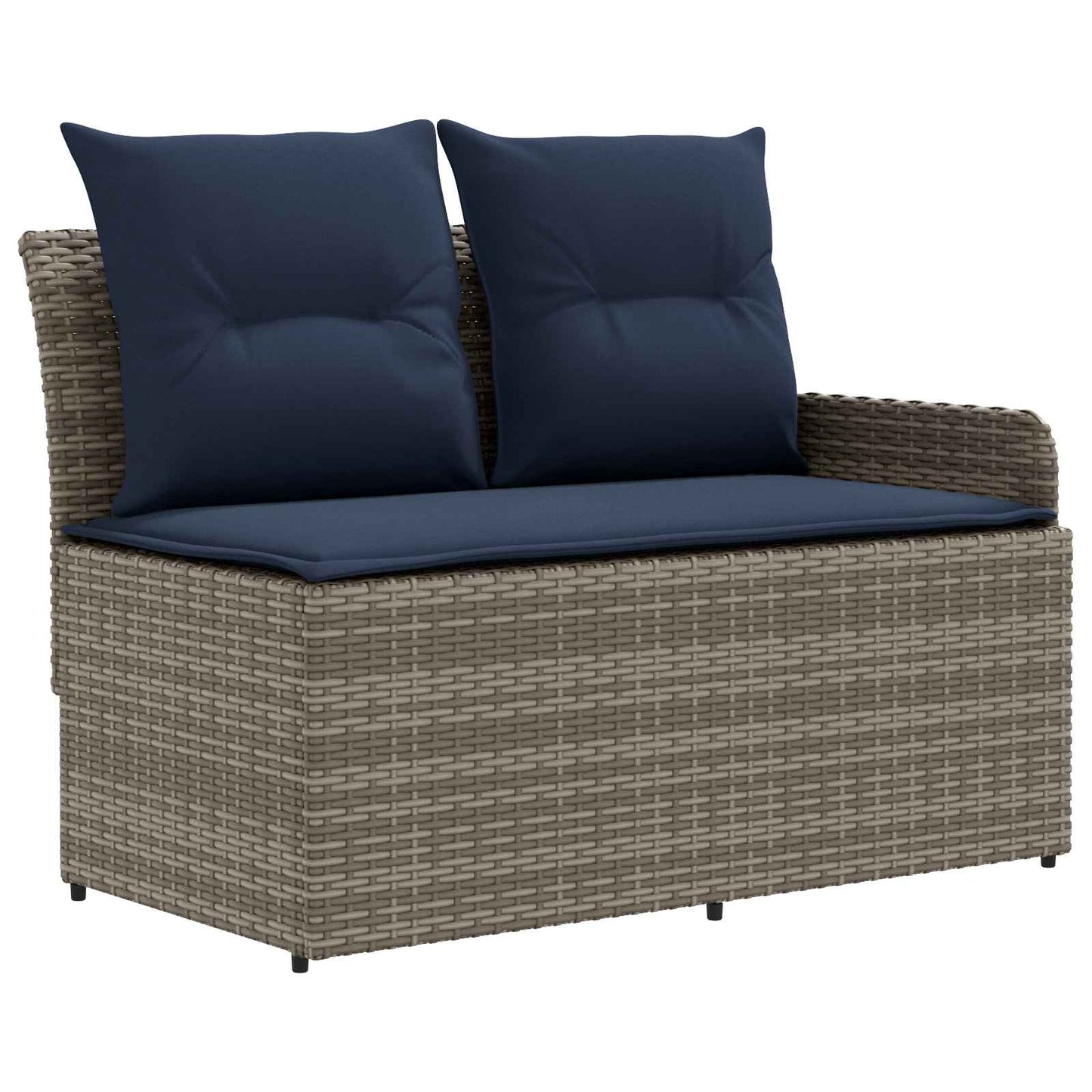 Set di Mobili con cuscino 4 pcs Grigio e Blu Navy Rattan in PE