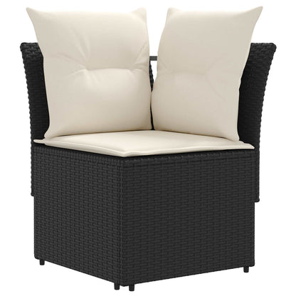 Set di Mobili con cuscino 6 pcs Nero e Crema Rattan in PE | homemem39
