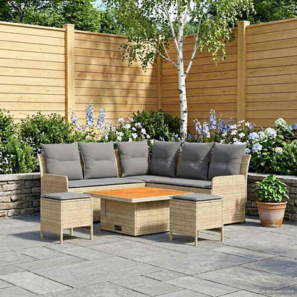 Set di Mobili 6 pcs Beige e Grigio Chiaro Rattan in PE