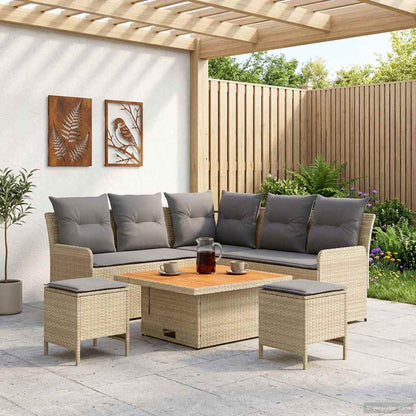 Set di Mobili 6 pcs Beige e Grigio Chiaro Rattan in PE