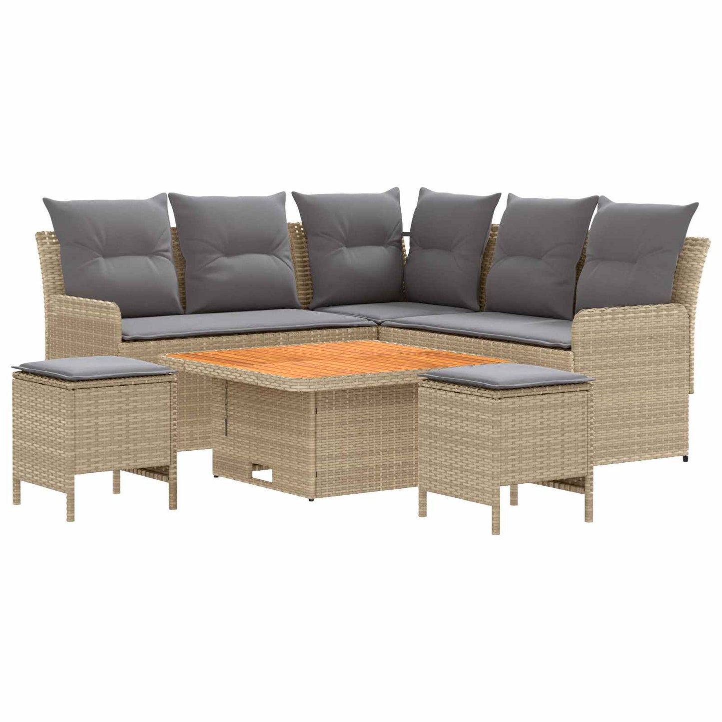 Set di Mobili 6 pcs Beige e Grigio Chiaro Rattan in PE | homemem39
