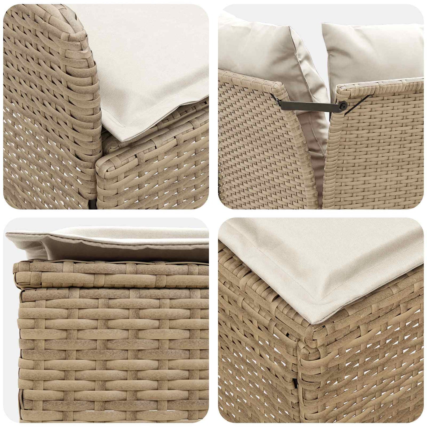 Set di Mobili con cuscino 6 pcs Beige e Crema Rattan in PE | homemem39