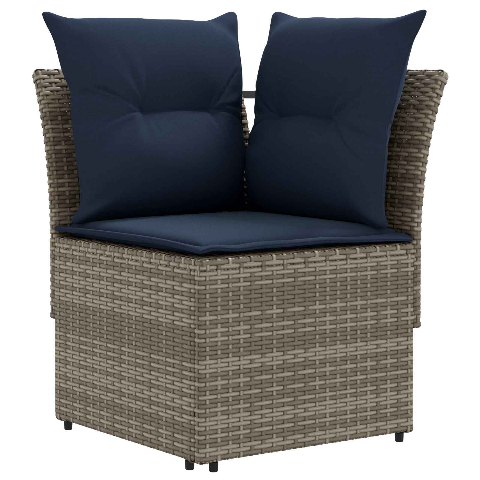 Set di Mobili con cuscino 6 pcs Grigio e Blu Navy Rattan in PE | homemem39
