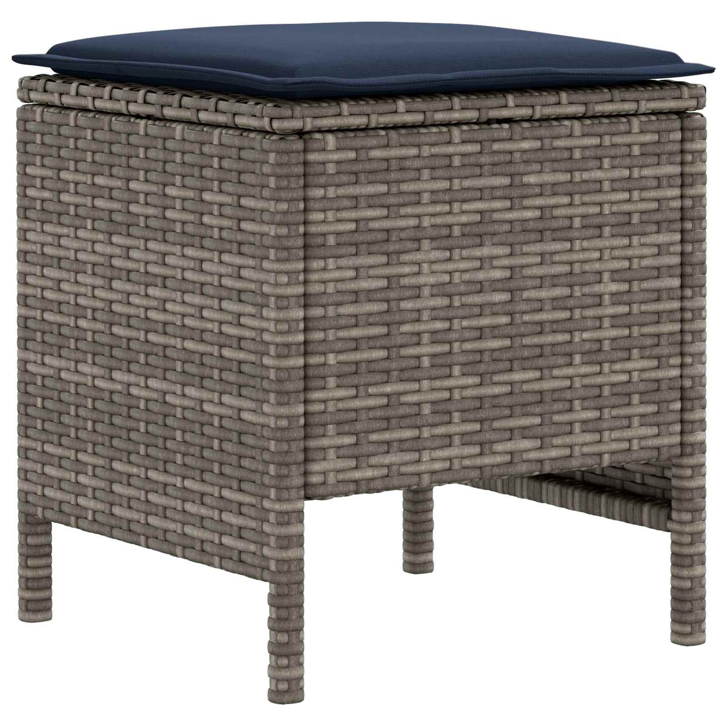 Set di Mobili con cuscino 6 pcs Grigio e Blu Navy Rattan in PE | homemem39