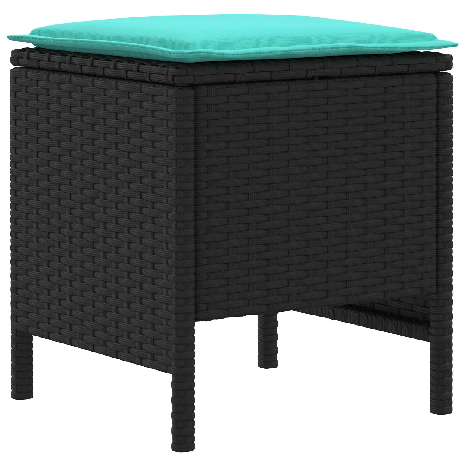 Set di Mobili con cuscino 6 pcs Nero e Turchese Rattan in PE | homemem39