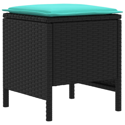 Set di Mobili con cuscino 6 pcs Nero e Turchese Rattan in PE