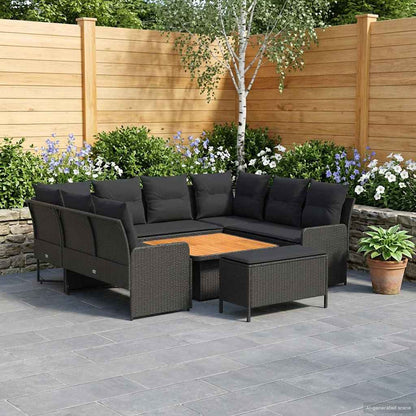 Set di Mobili con cuscino 7 pcs Nero Rattan in PE