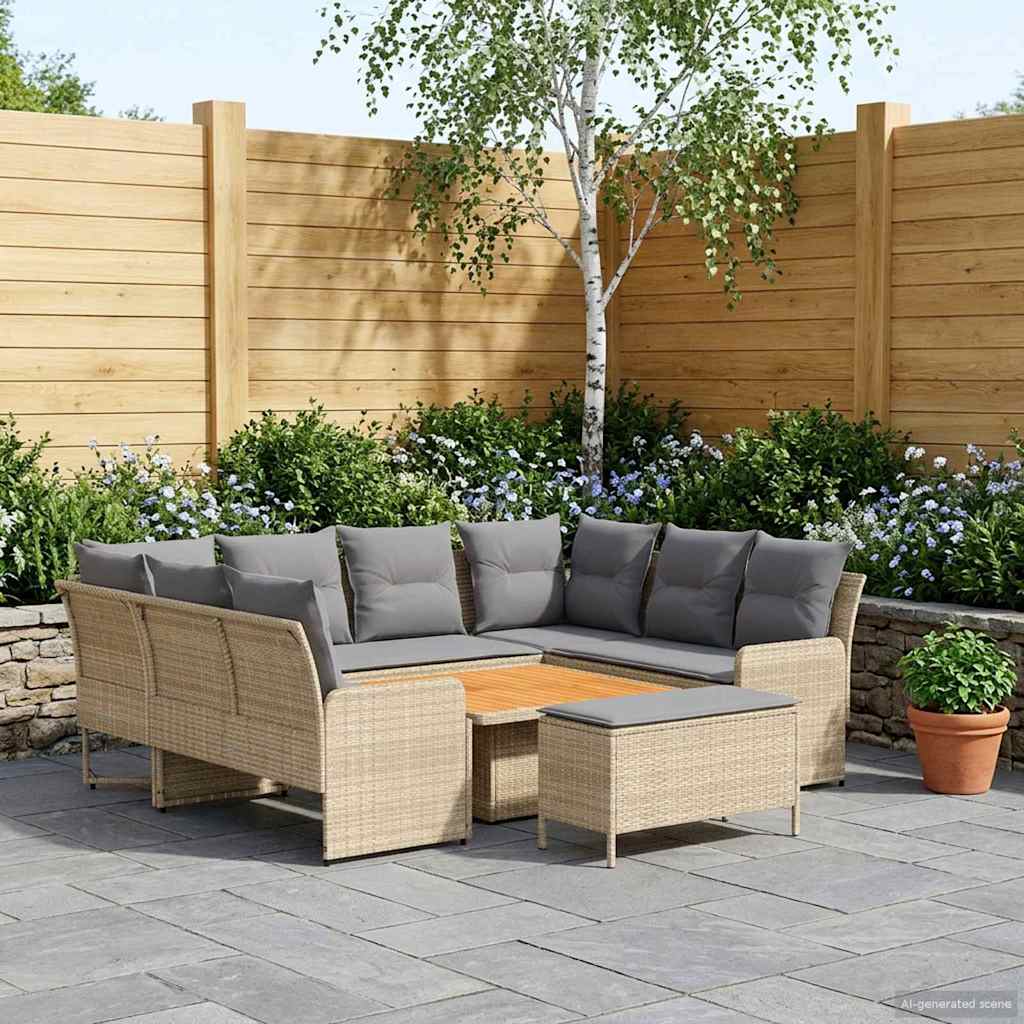 Set di Mobili 7 pcs Beige e Grigio Chiaro Rattan in PE