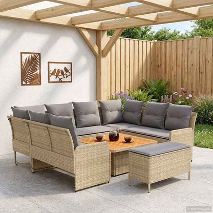 Set di Mobili 7 pcs Beige e Grigio Chiaro Rattan in PE | homemem39