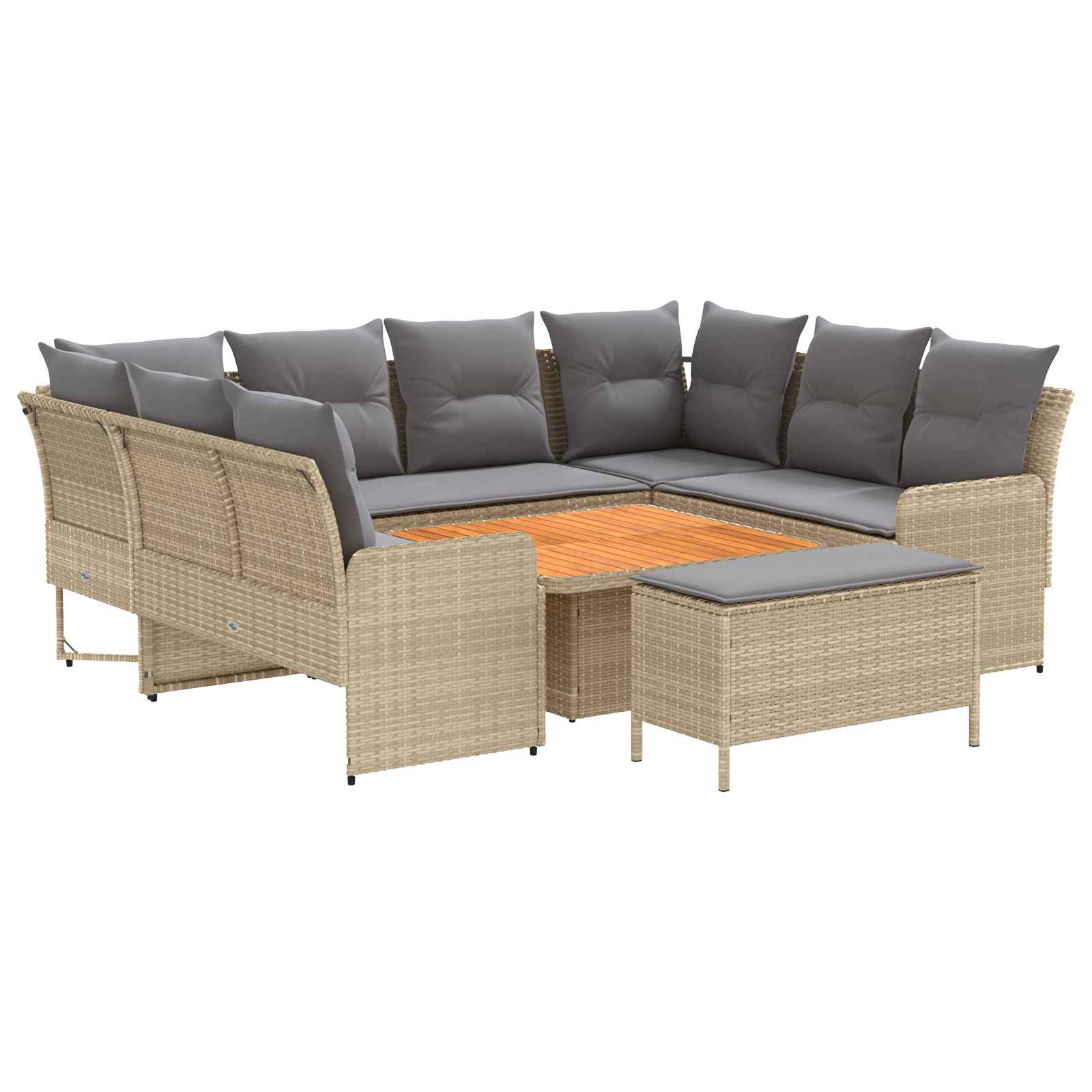 Set di Mobili 7 pcs Beige e Grigio Chiaro Rattan in PE | homemem39