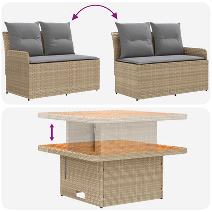 Set di Mobili 7 pcs Beige e Grigio Chiaro Rattan in PE