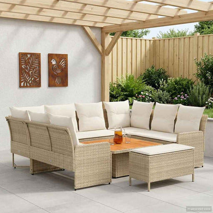 Set di Mobili con cuscino 7 pcs Beige e Crema Rattan in PE