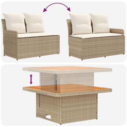Set di Mobili con cuscino 7 pcs Beige e Crema Rattan in PE