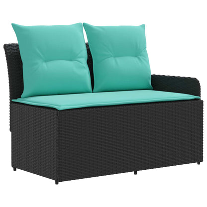 Set di Mobili con cuscino 7 pcs Nero e Turchese Rattan in PE | homemem39