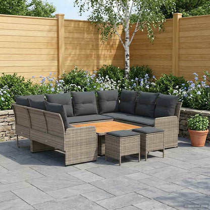 Set di Mobili 8 pcs Grigio e Grigio Scuro Rattan in PE