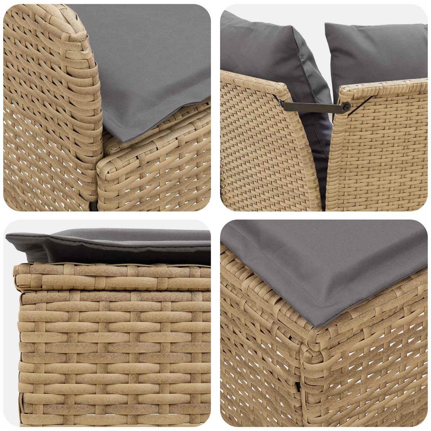 Set di Mobili 8 pcs Beige e Grigio Chiaro Rattan in PE | homemem39