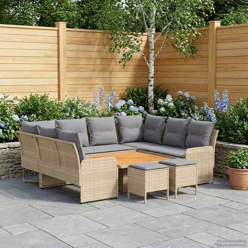 Set di Mobili 8 pcs Beige e Grigio Chiaro Rattan in PE