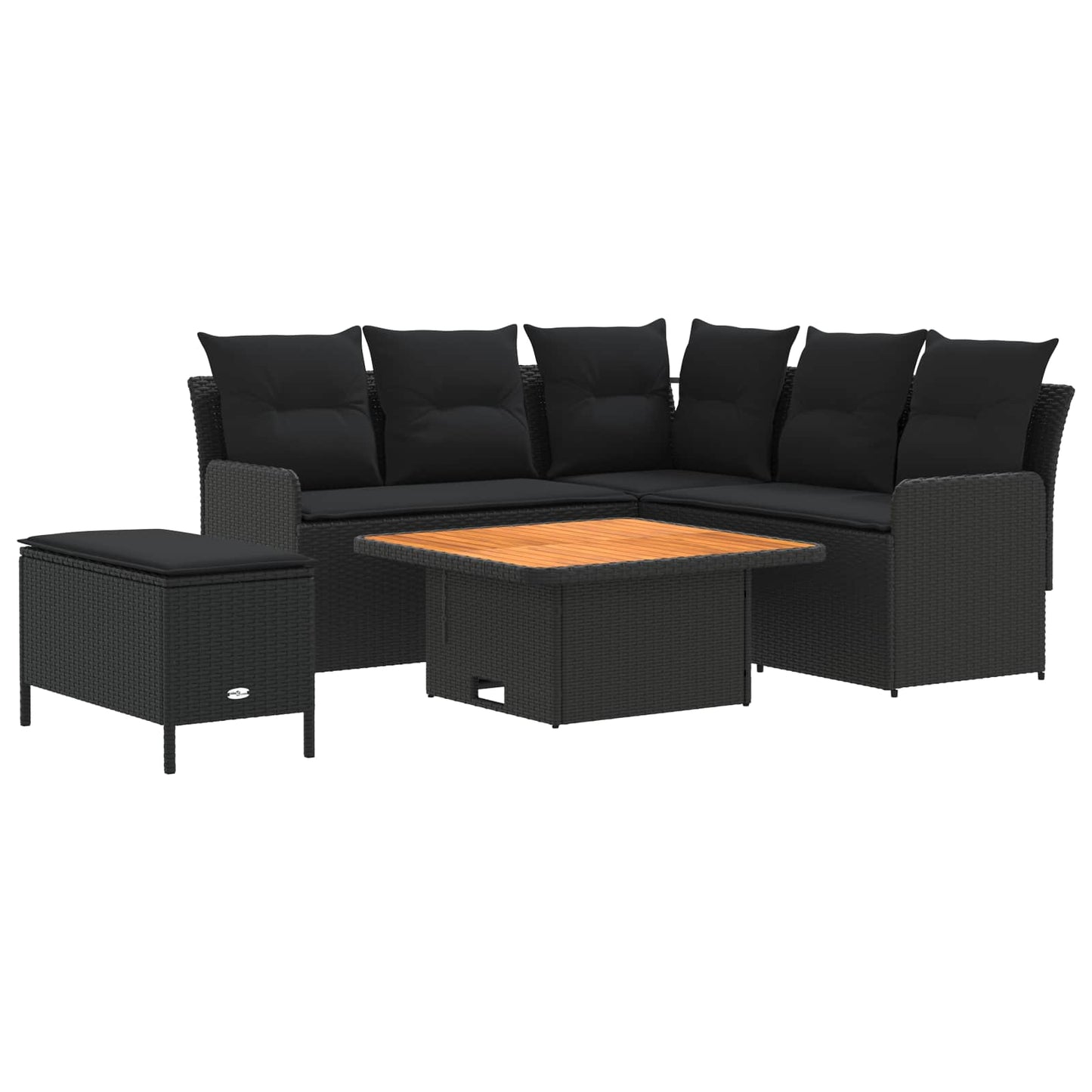 Set di Mobili con cuscino 5 pcs Nero Rattan in PE | homemem39