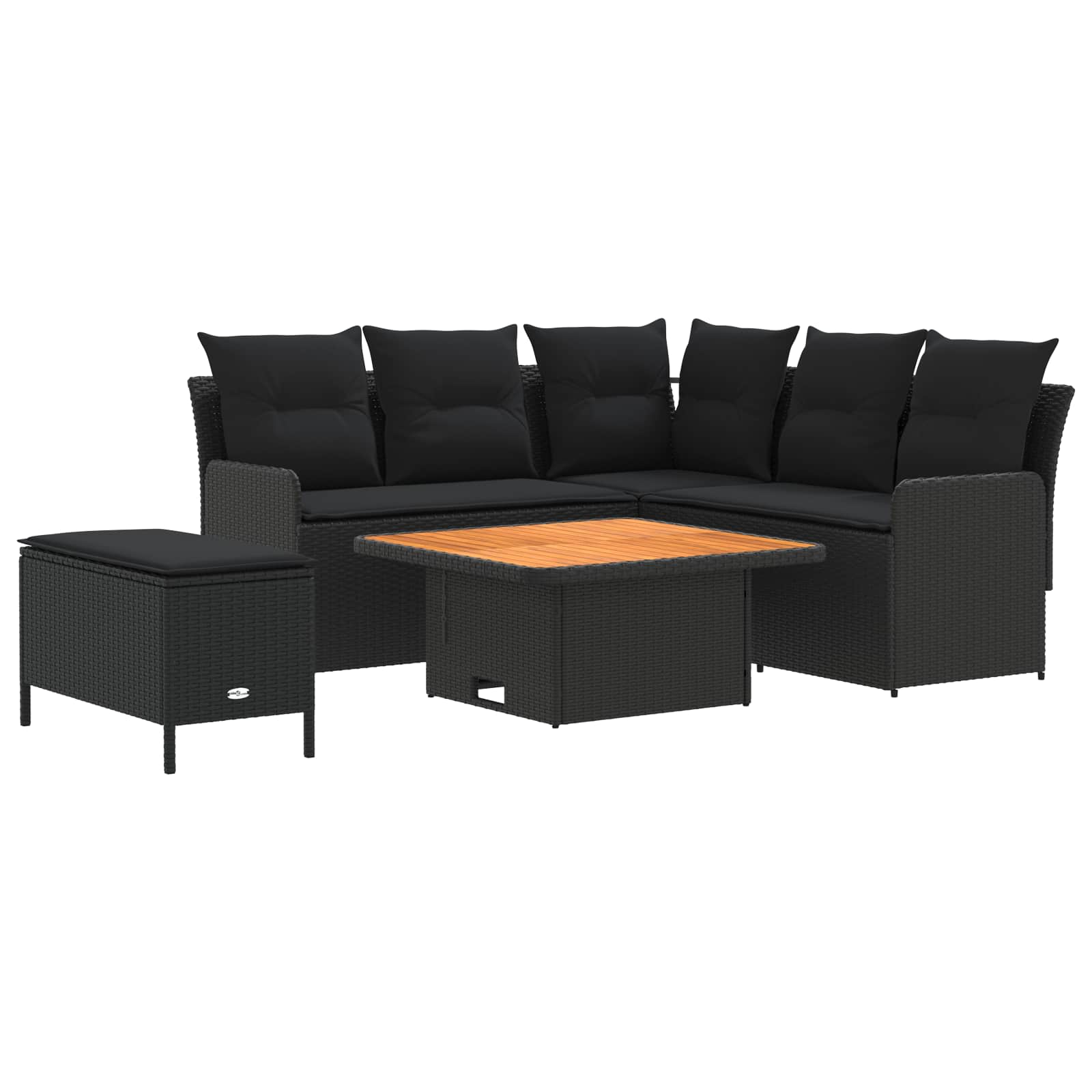 Set di Mobili con cuscino 5 pcs Nero Rattan in PE | homemem39