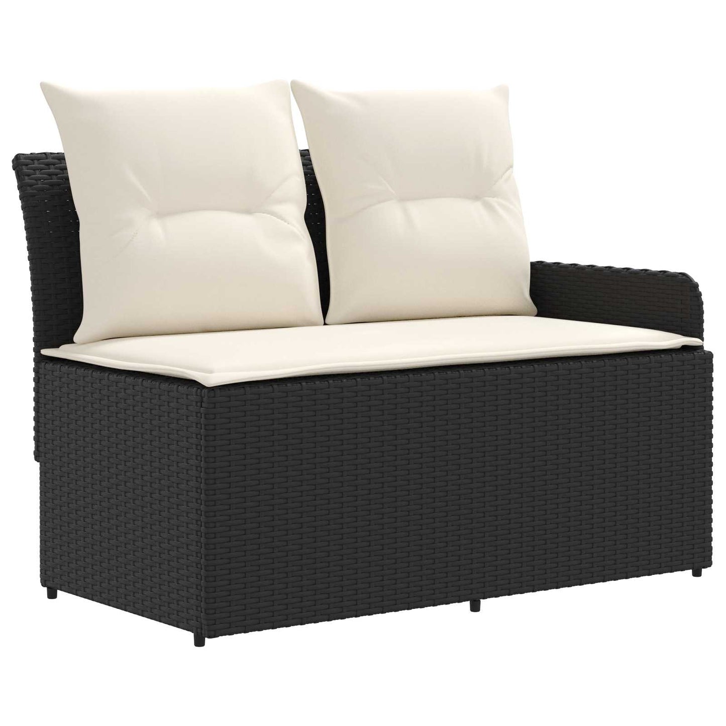 Set di Mobili con cuscino 5 pcs Nero e Crema Rattan in PE | homemem39