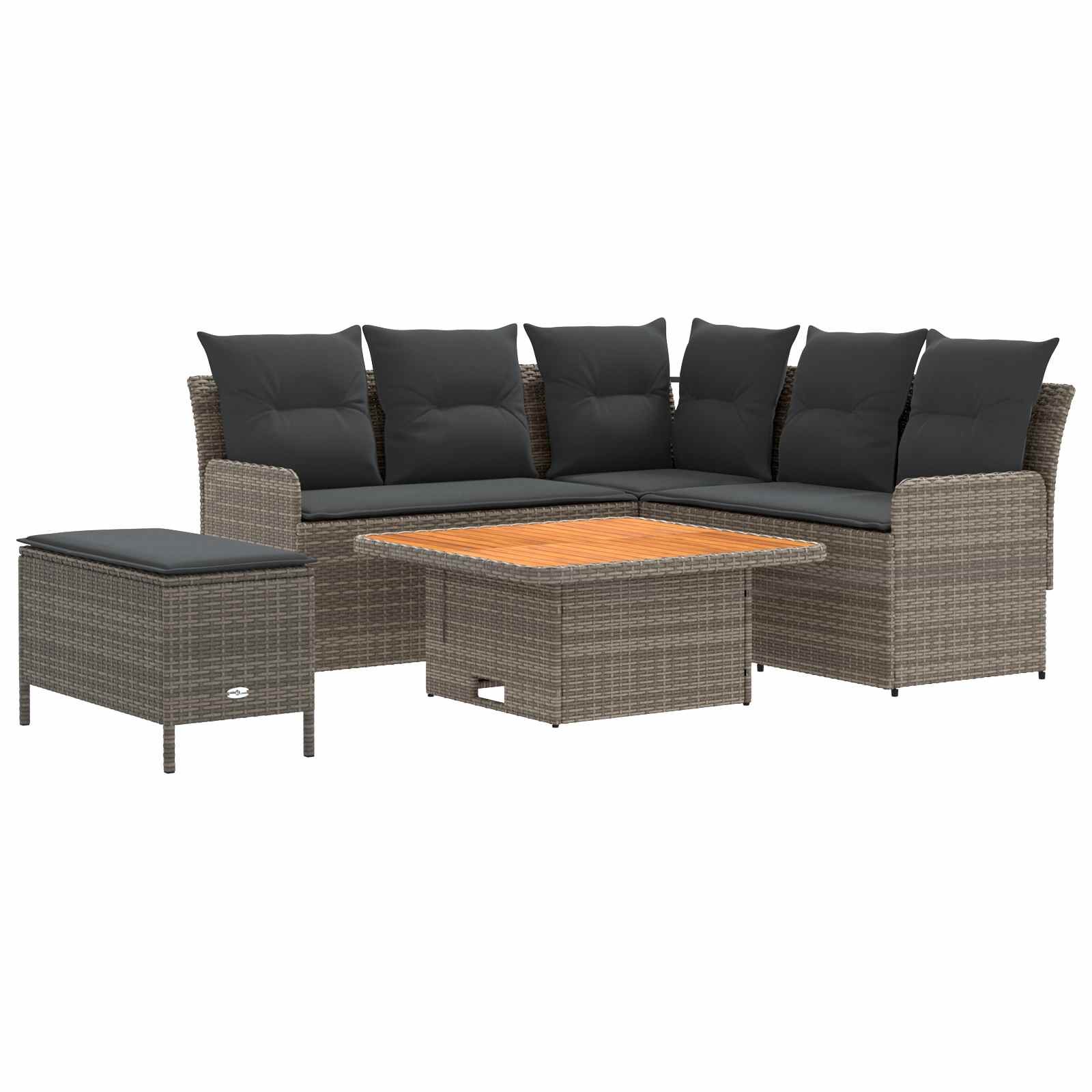 Set di Mobili 5 pcs Grigio e Grigio Scuro Rattan in PE | homemem39