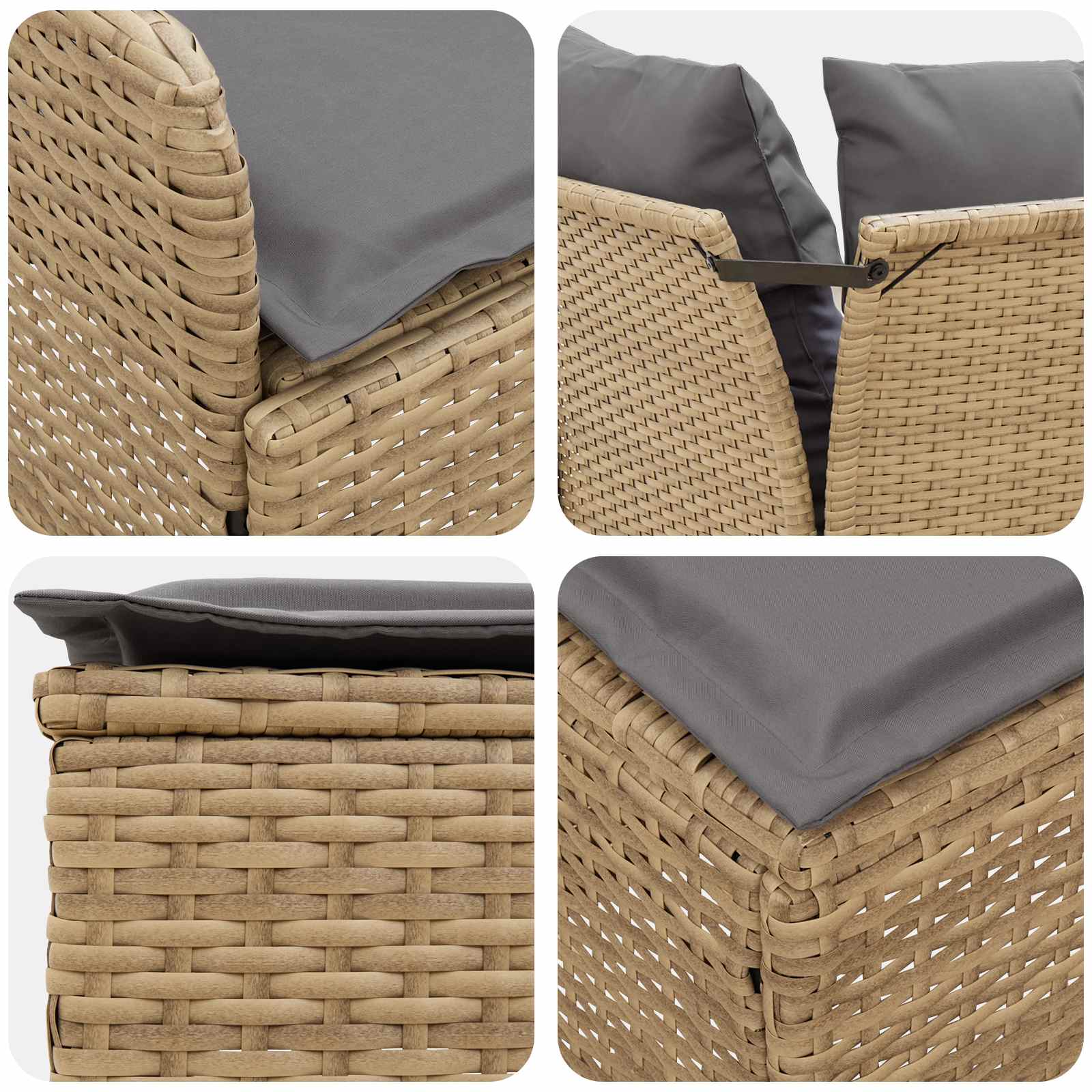Set di Mobili 5 pcs Beige e Grigio Chiaro Rattan in PE | homemem39
