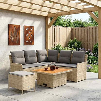 Set di Mobili 5 pcs Beige e Grigio Chiaro Rattan in PE | homemem39