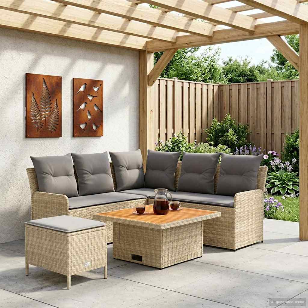Set di Mobili 5 pcs Beige e Grigio Chiaro Rattan in PE
